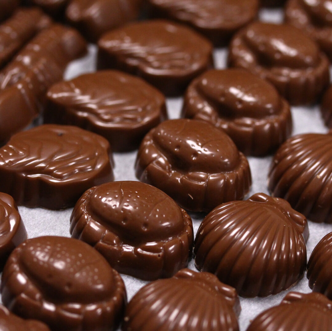 Friture de Pâques en chocolat au lait fourrée praliné du chef Julien Dechenaud chocolatier à Vincennes et Paris