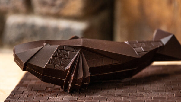 Poisson signature de paques en chocolat noir de Julien Dechenaud chocolatier