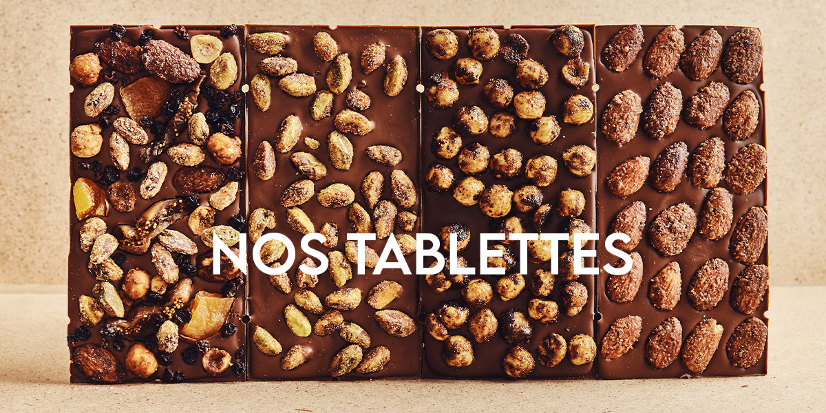 Nos tablettes mendiants au chocolat. Julien Dechenaud Chocolatier